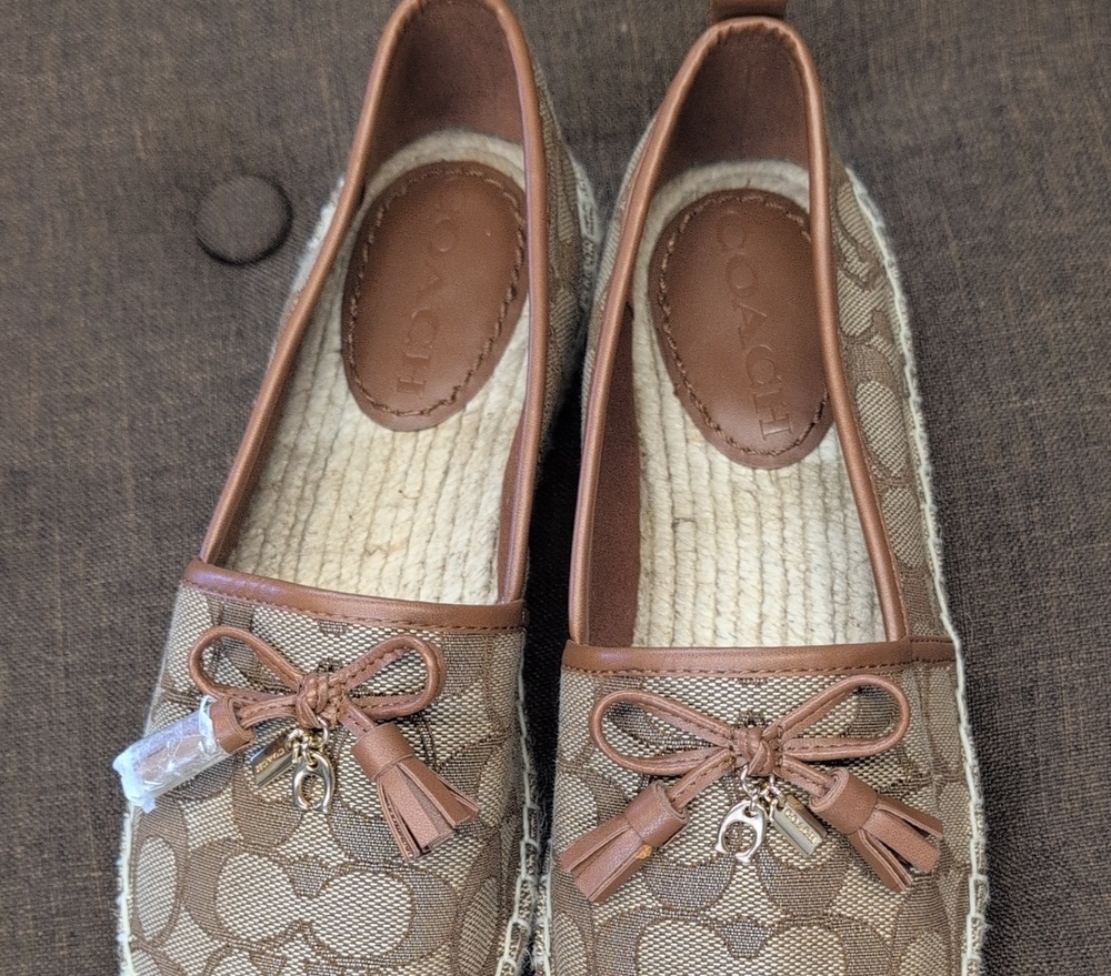 Like New No Box Coach Carson Espadrilles Women's Logo Slip On Shoes 7.5 - Picture 2 of 12